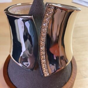 NWT True to Form silver tone and crystal hinged cuff bracelet